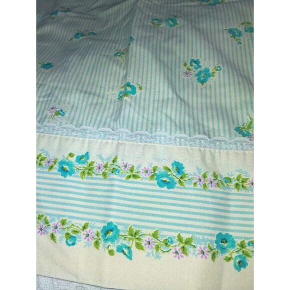 2 Vintage Cannon Monticello Floral Pillowcases Standard Blue  Green Stripes Lace - Picture 5 of 8